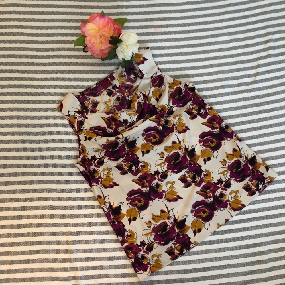 212 Collection Blouse Floral Drape Neck Sz S